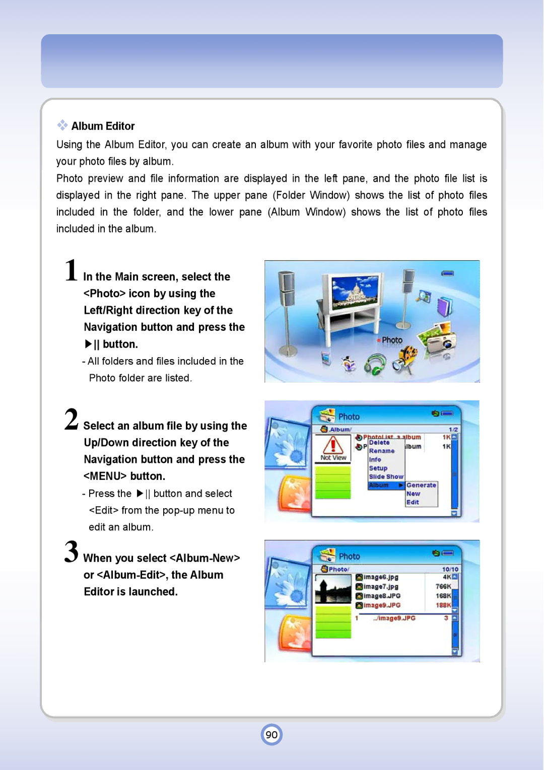 PQI P600 manual Album Editor 