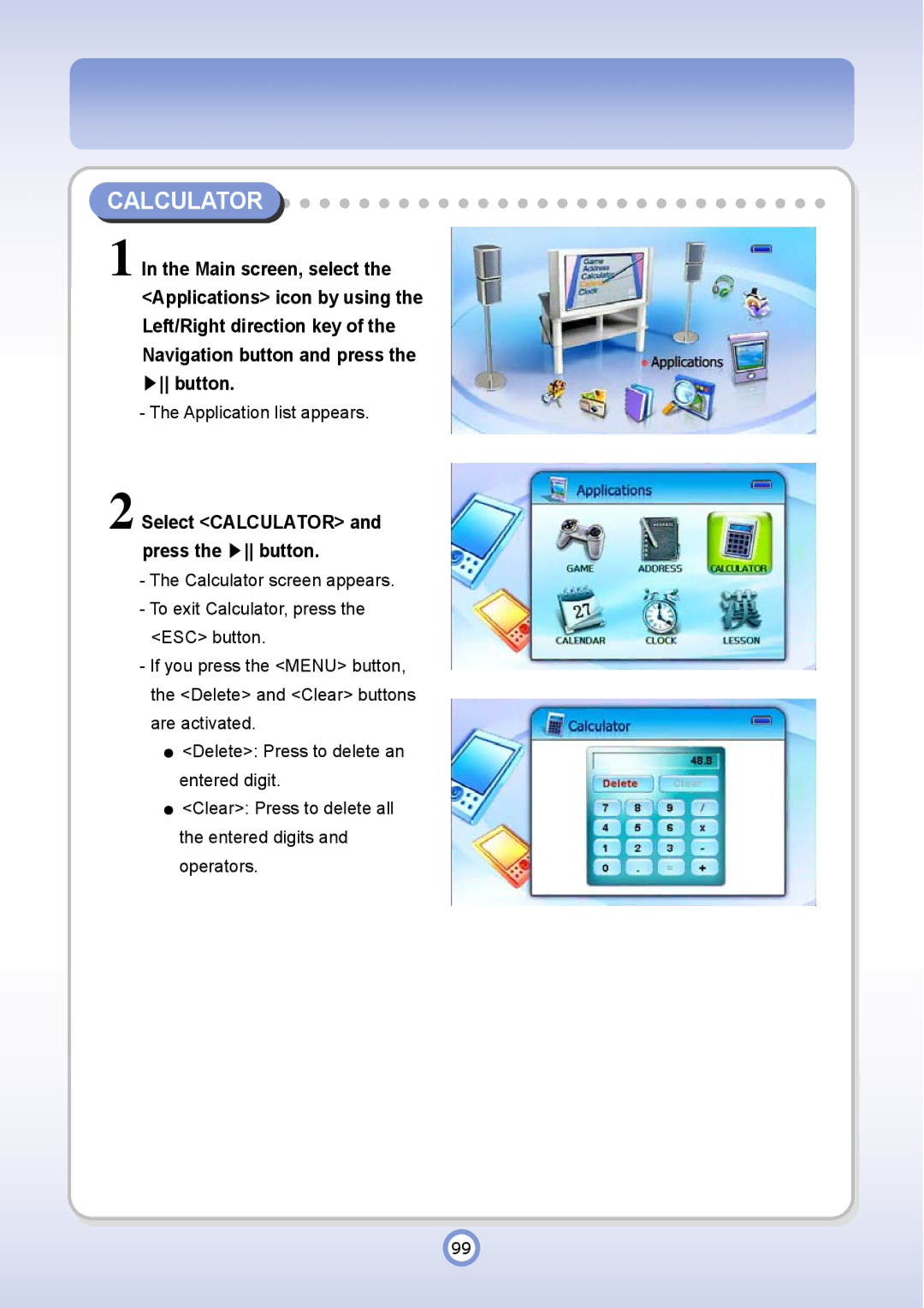 PQI P600 manual Select Calculator and press the button 