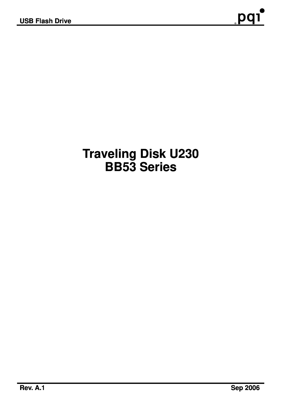 PQI manual USB Flash Drive, Rev. A.1, Traveling Disk U230 BB53 Series 