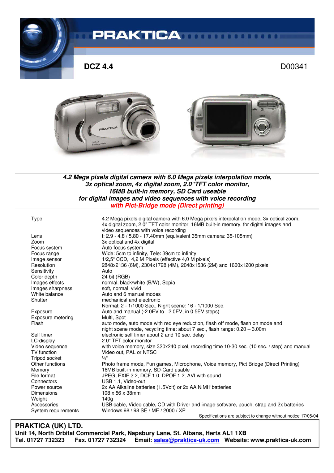 Praktica manual DCZ D00341, With Pict-Bridge mode Direct printing 