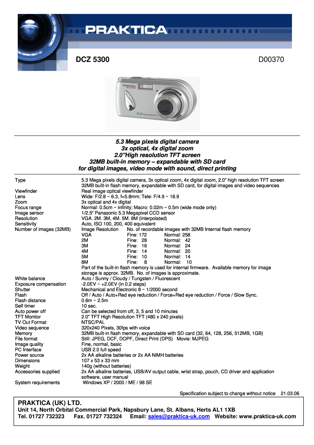Praktica D00370 manual Mega pixels digital camera 3x optical, 4x digital zoom, 2.0High resolution TFT screen 