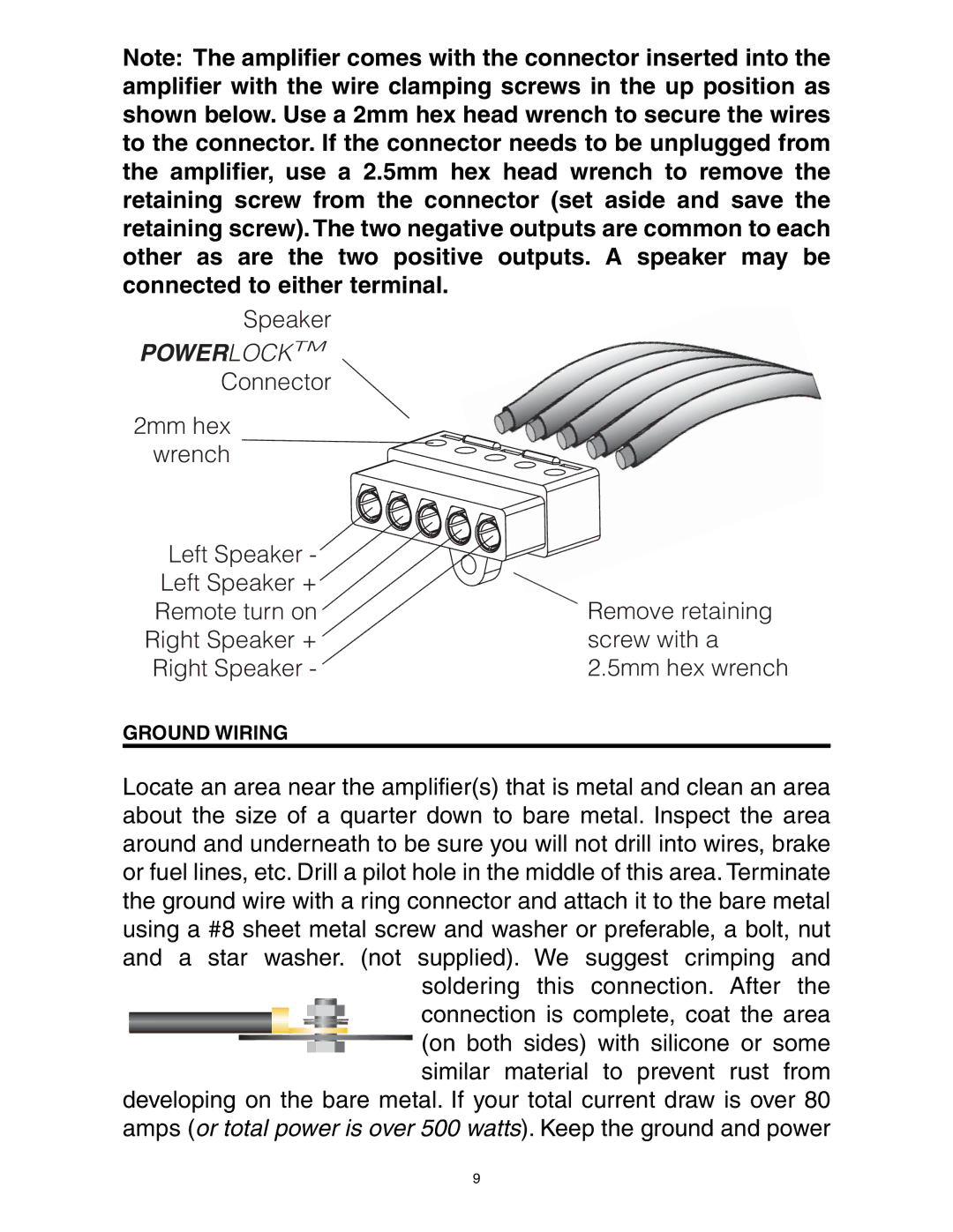 Precision Power A500/2, A1000/2, A800/2 manual Powerlocktm, Ground Wiring 