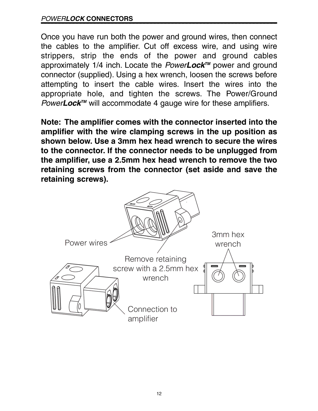 Precision Power A500/2, A1000/2, A800/2 manual Powerlock Connectors 