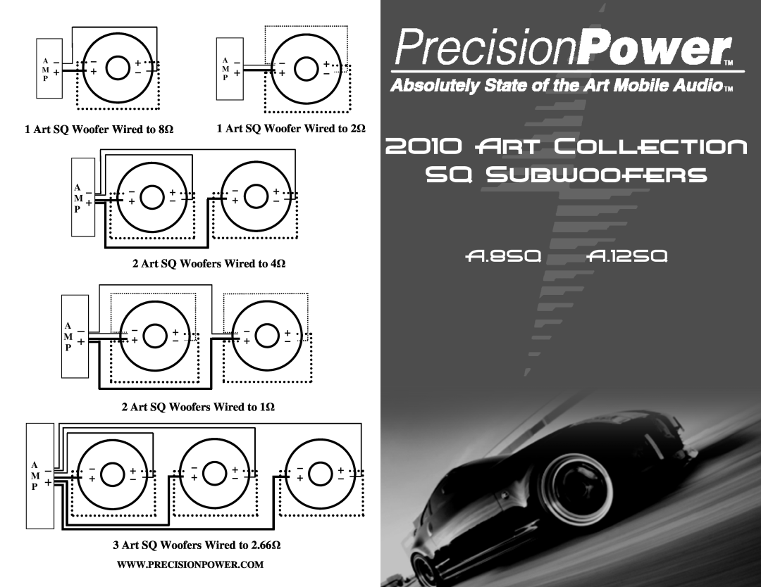 Precision Power A.12SQ manual A M P, Art SQ Woofer Wired to 8Ω, Art SQ Woofer Wired to 2Ω, Art SQ Woofers Wired to 4Ω 