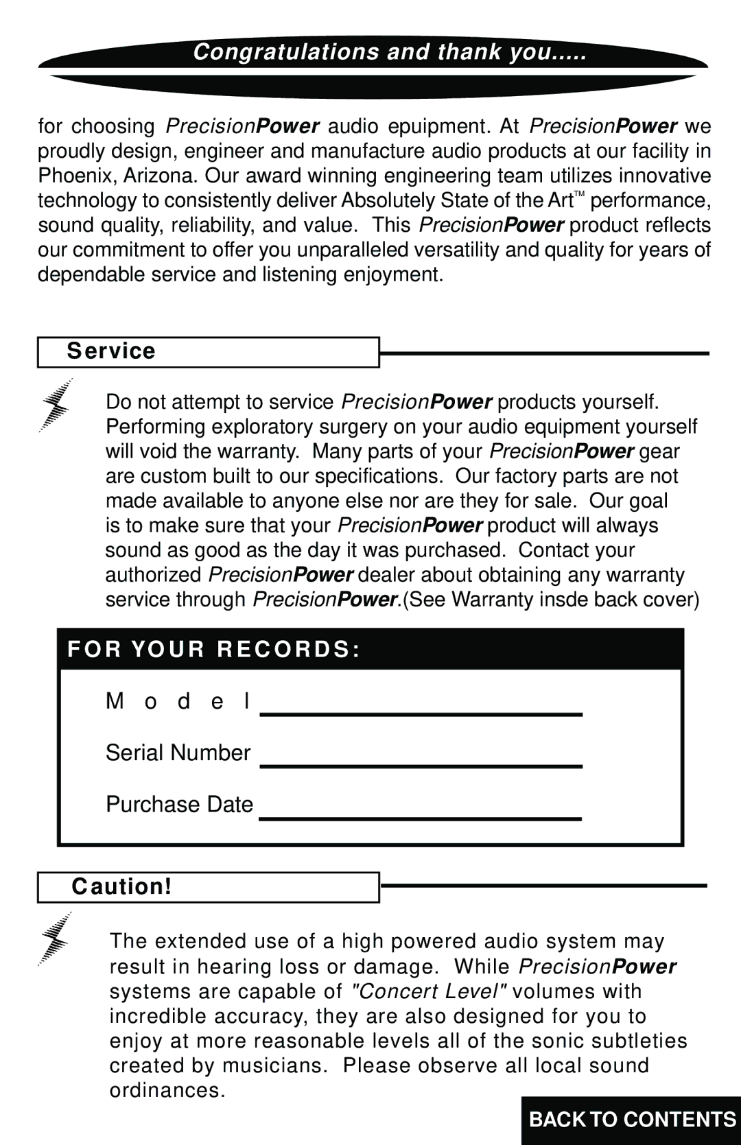 Precision Power DAC348 specifications Ervice, Aution 