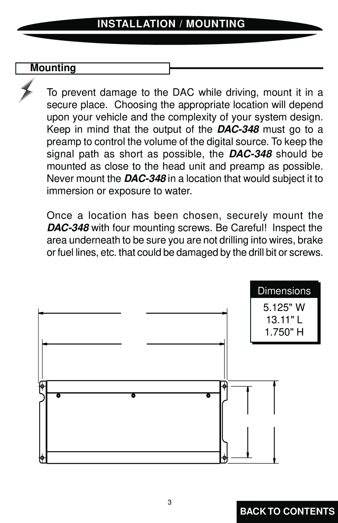 Precision Power DAC348 specifications Installation / Mounting 