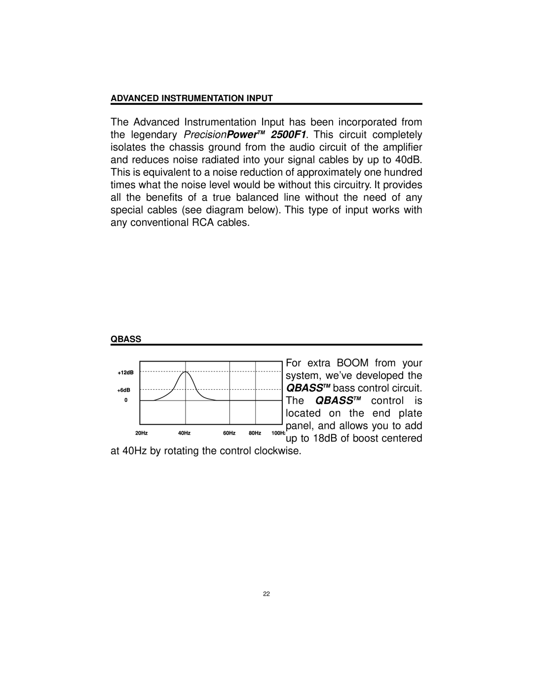 Precision Power DCX 1000.4, DCX 300.4, DCX 800.5 manual Advanced Instrumentation Input, Qbass 