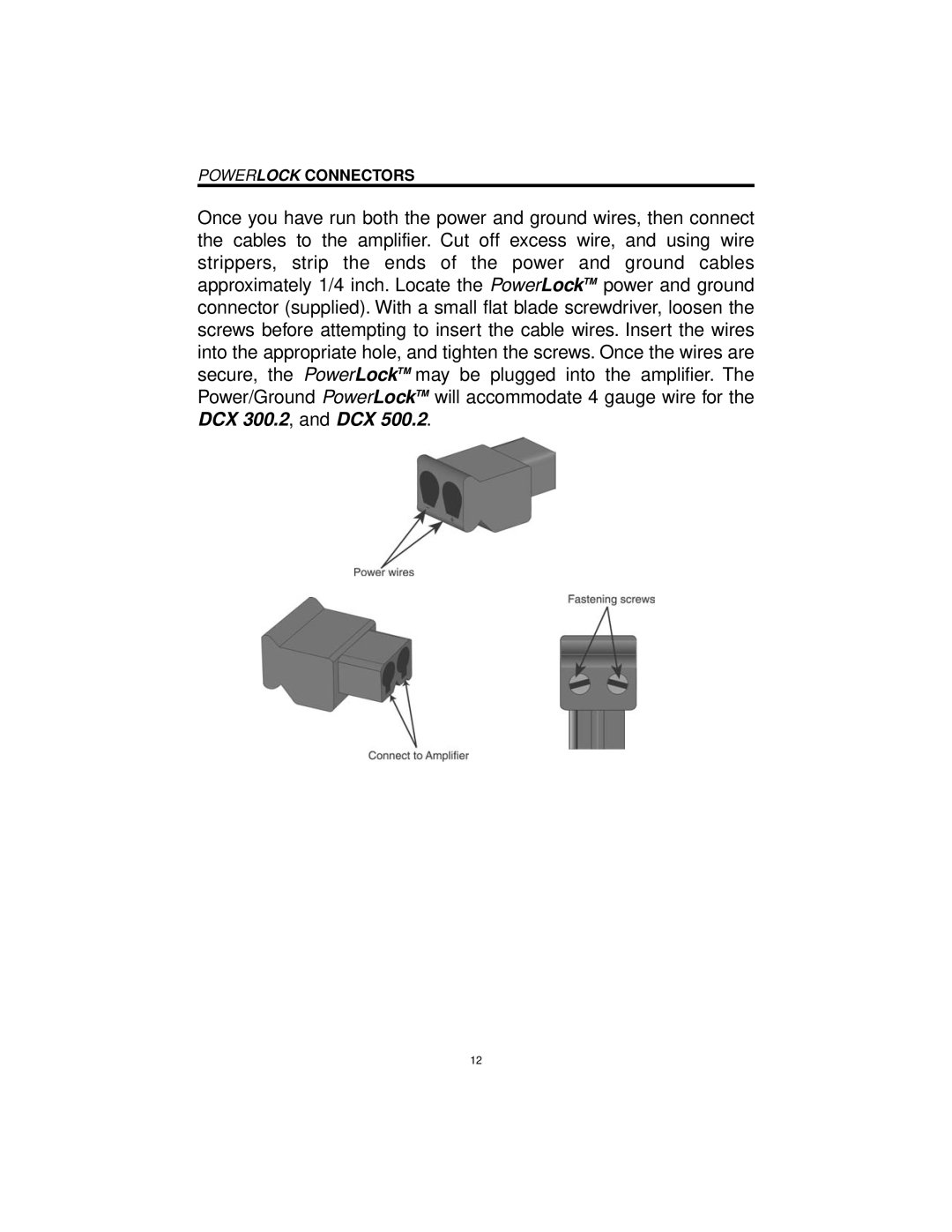 Precision Power DCX 300.2, DCX 500.2 manual Powerlock Connectors 