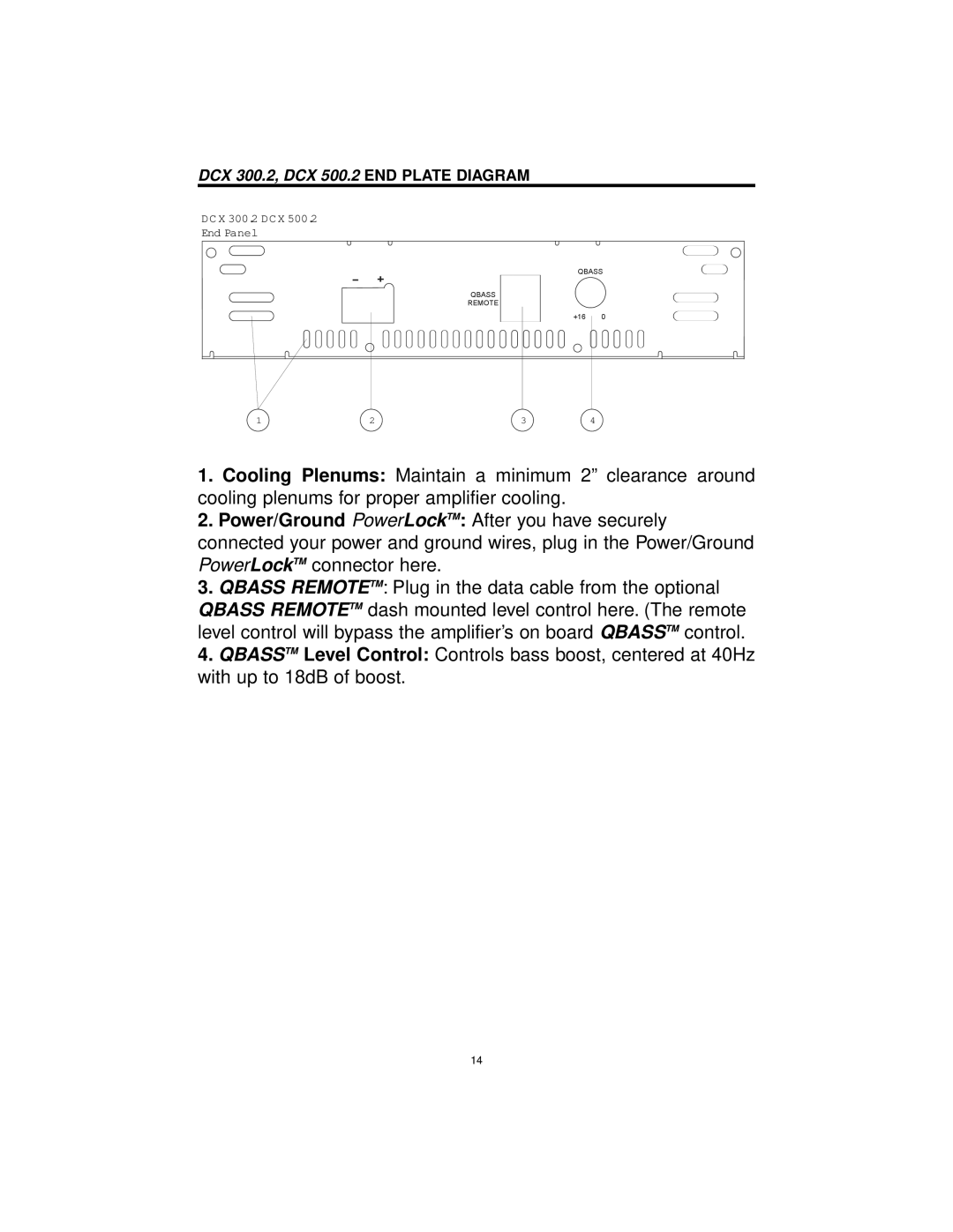 Precision Power manual DCX 300.2, DCX 500.2 END Plate Diagram 