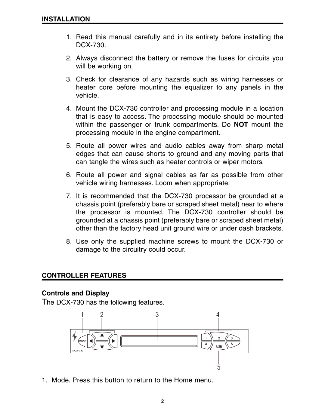 Precision Power DCX-730 manual Installation, Controller Features, Controls and Display 