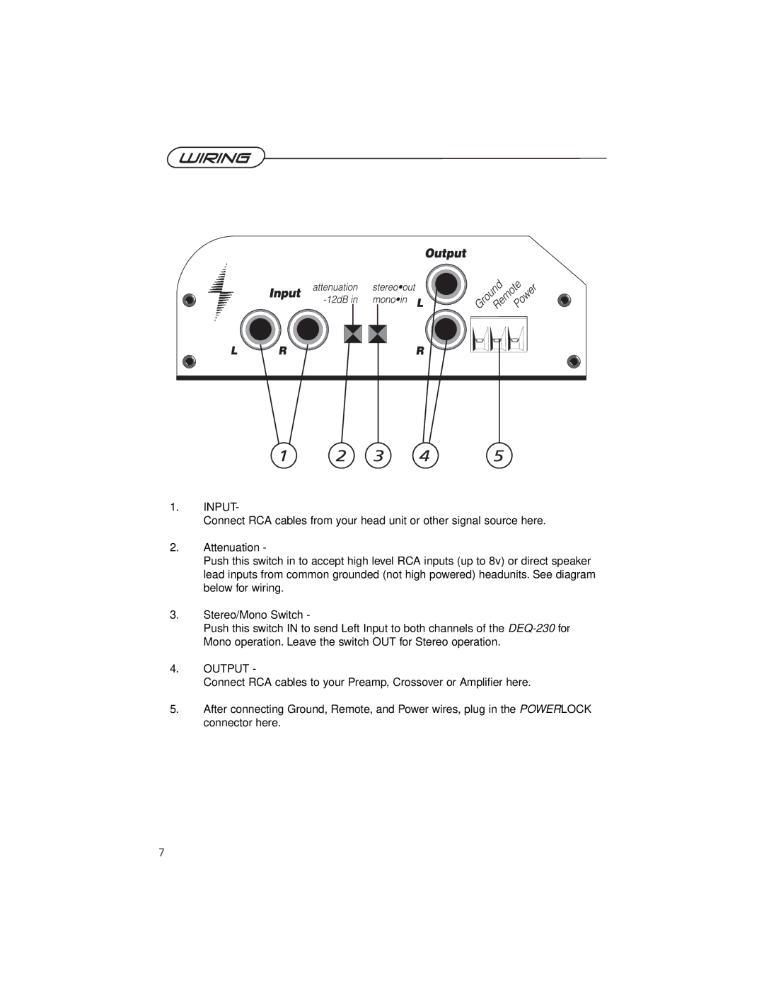 Precision Power DEQ-230 manual Input 