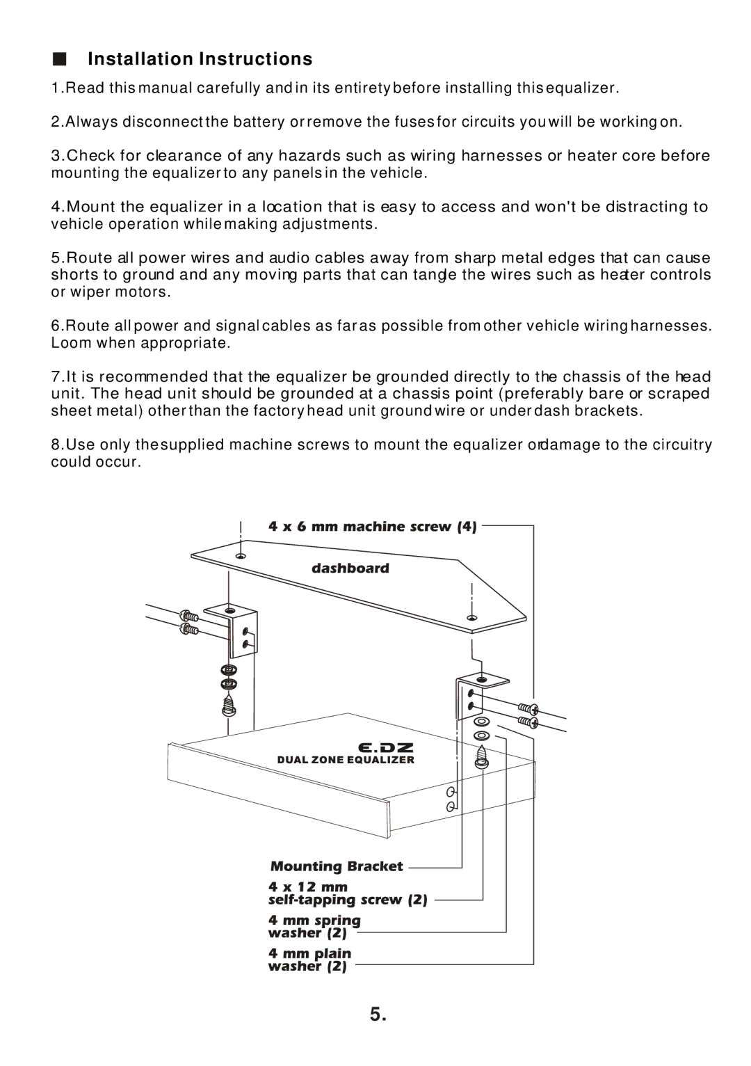 Precision Power E.DZ owner manual Installation Instructions 