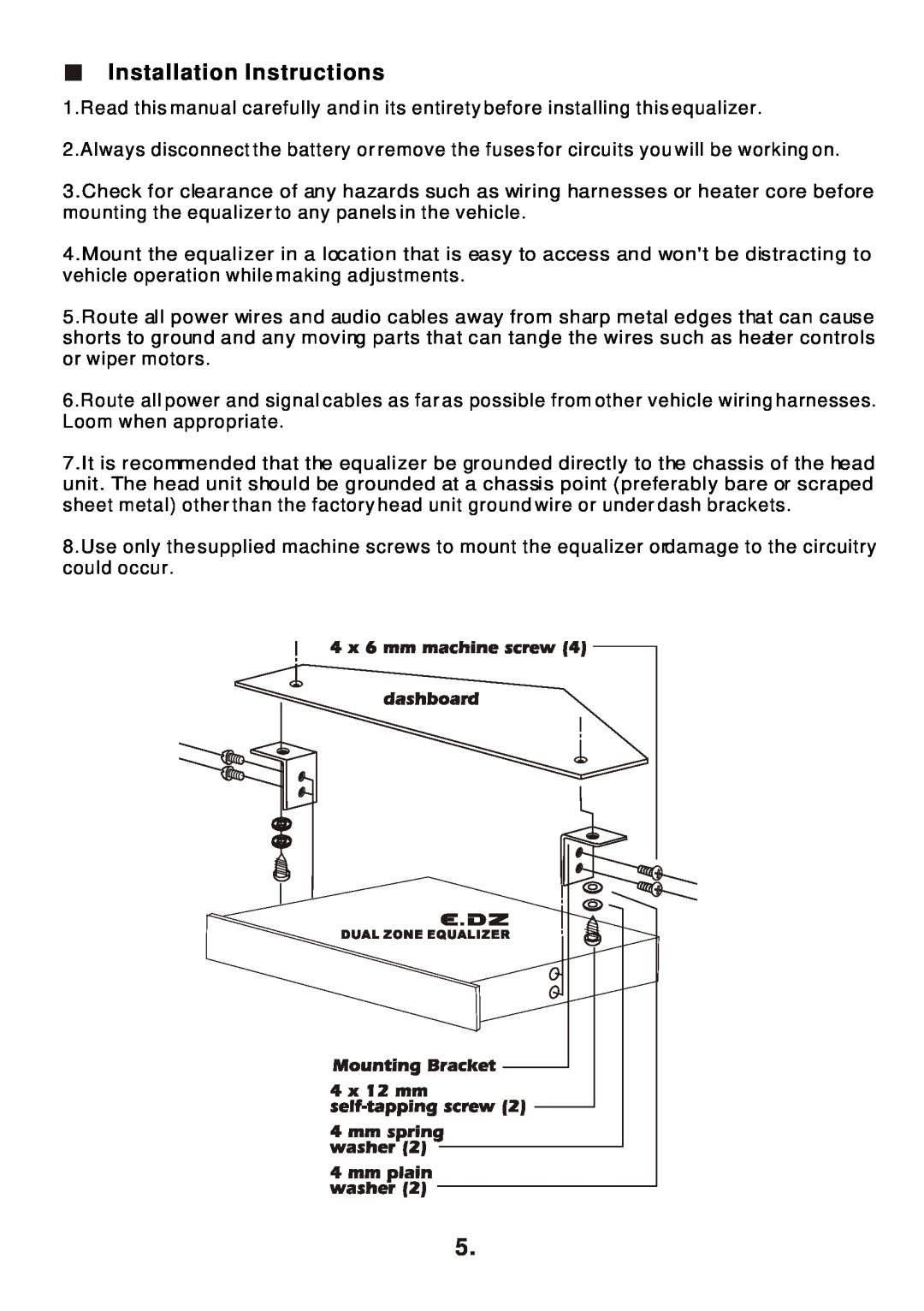 Precision Power E.DZ owner manual Installation Instructions 