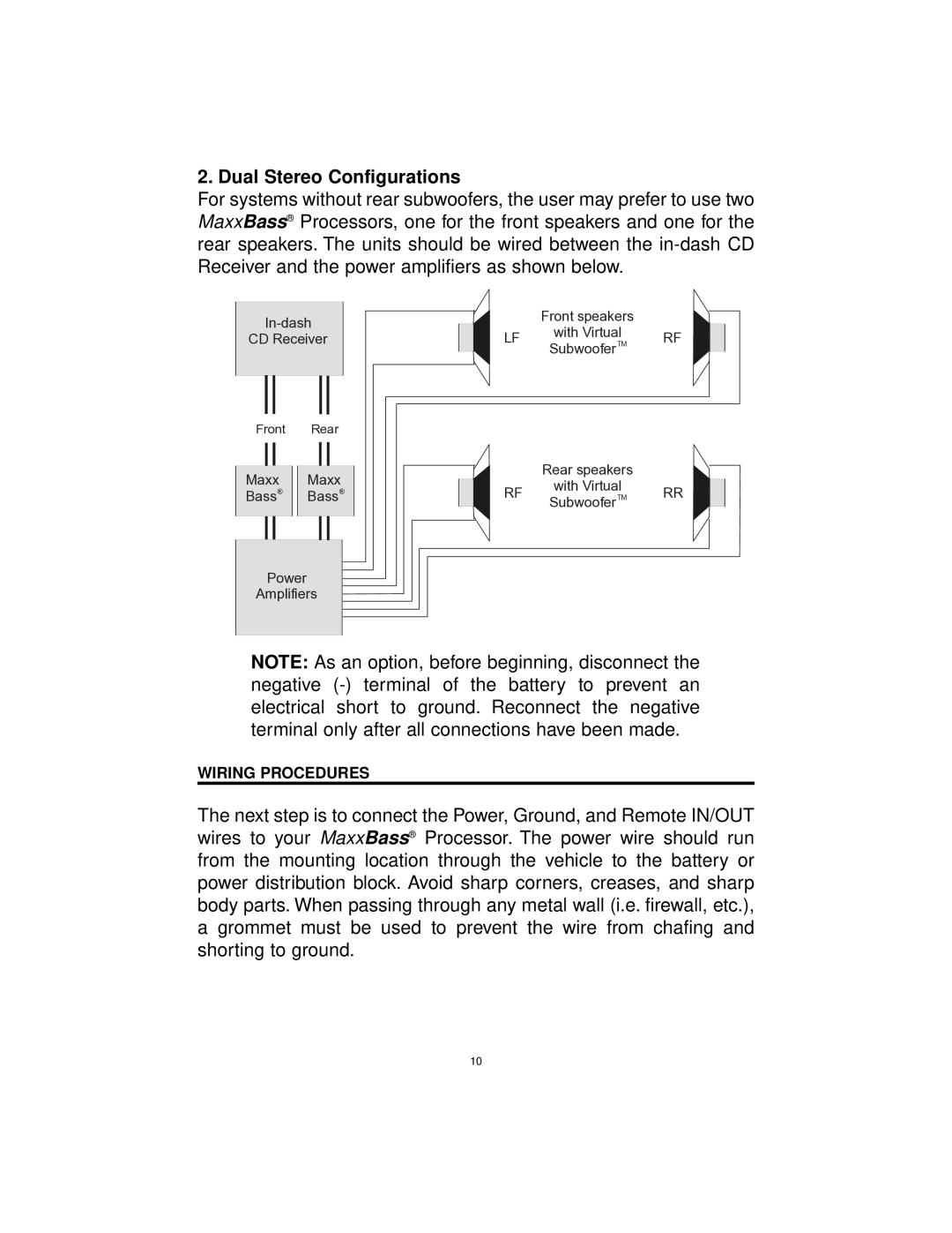 Precision Power MaxxBass manual Dual Stereo Configurations 