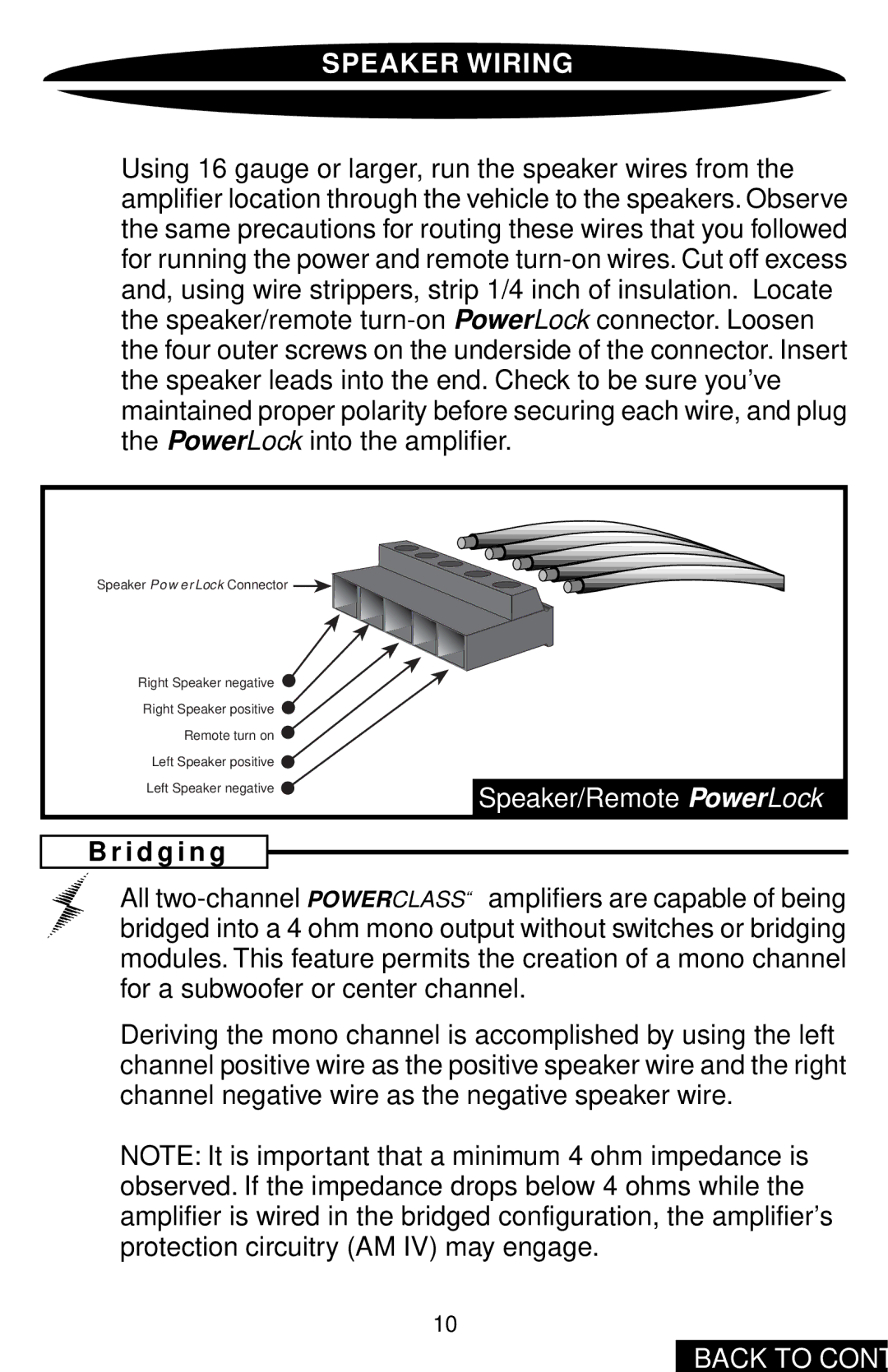 Precision Power PC2400 owner manual Speaker Wiring, I d g i n g 