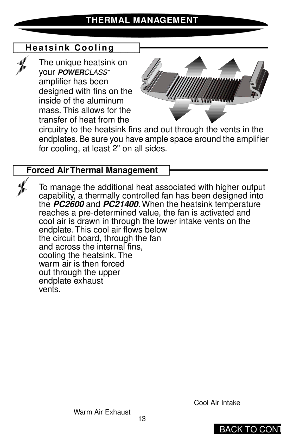 Precision Power PC2400 owner manual A t s i n k C o o l i n g, Forced Air Thermal Management 