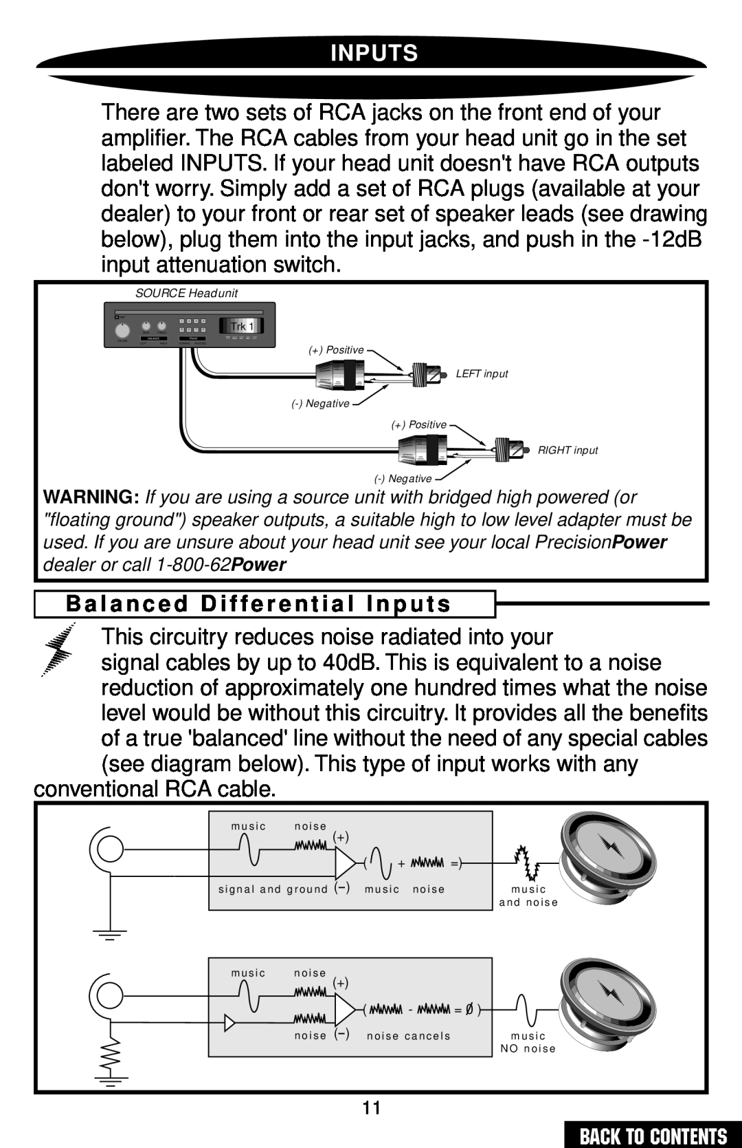 Precision Power PC2400 owner manual Inputs 