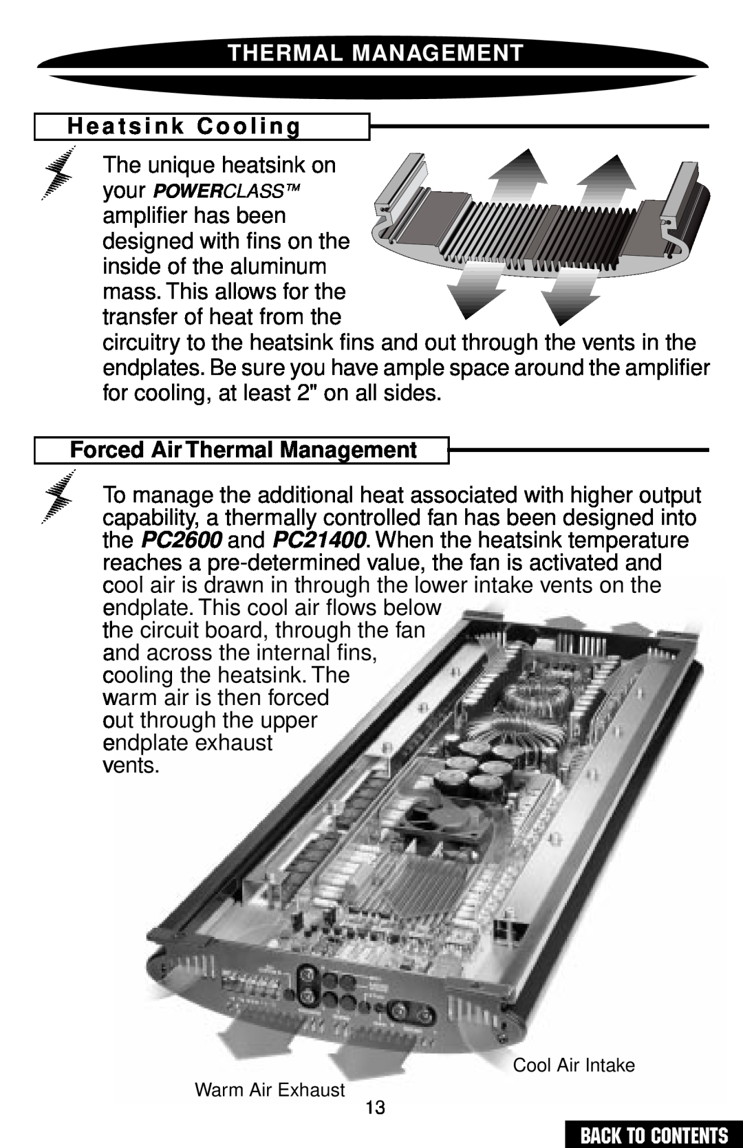 Precision Power PC2400 owner manual H e a t s i n k C o o l i n g, Forced Air Thermal Management 