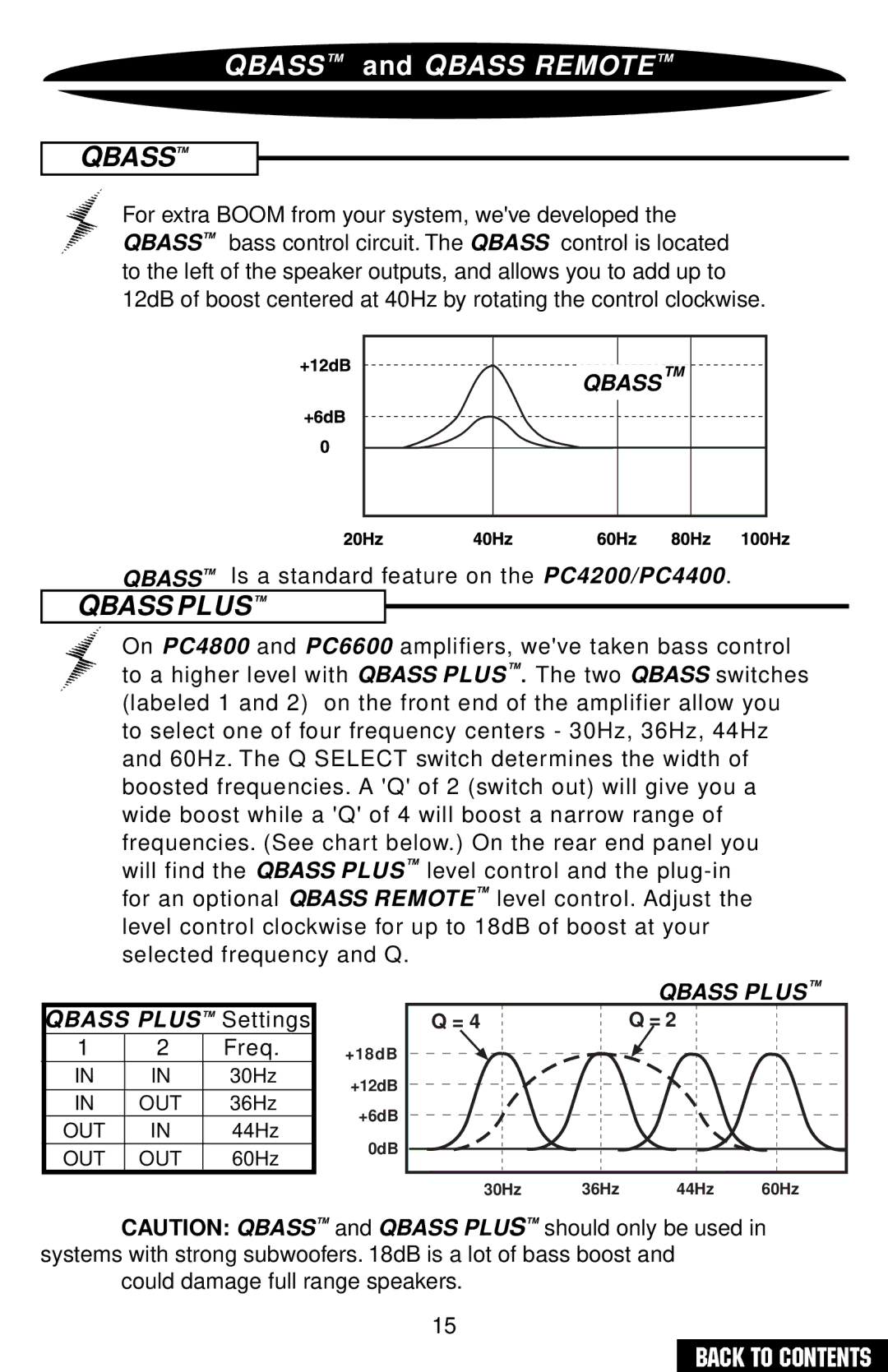 Precision Power PC4200 owner manual Qbass 