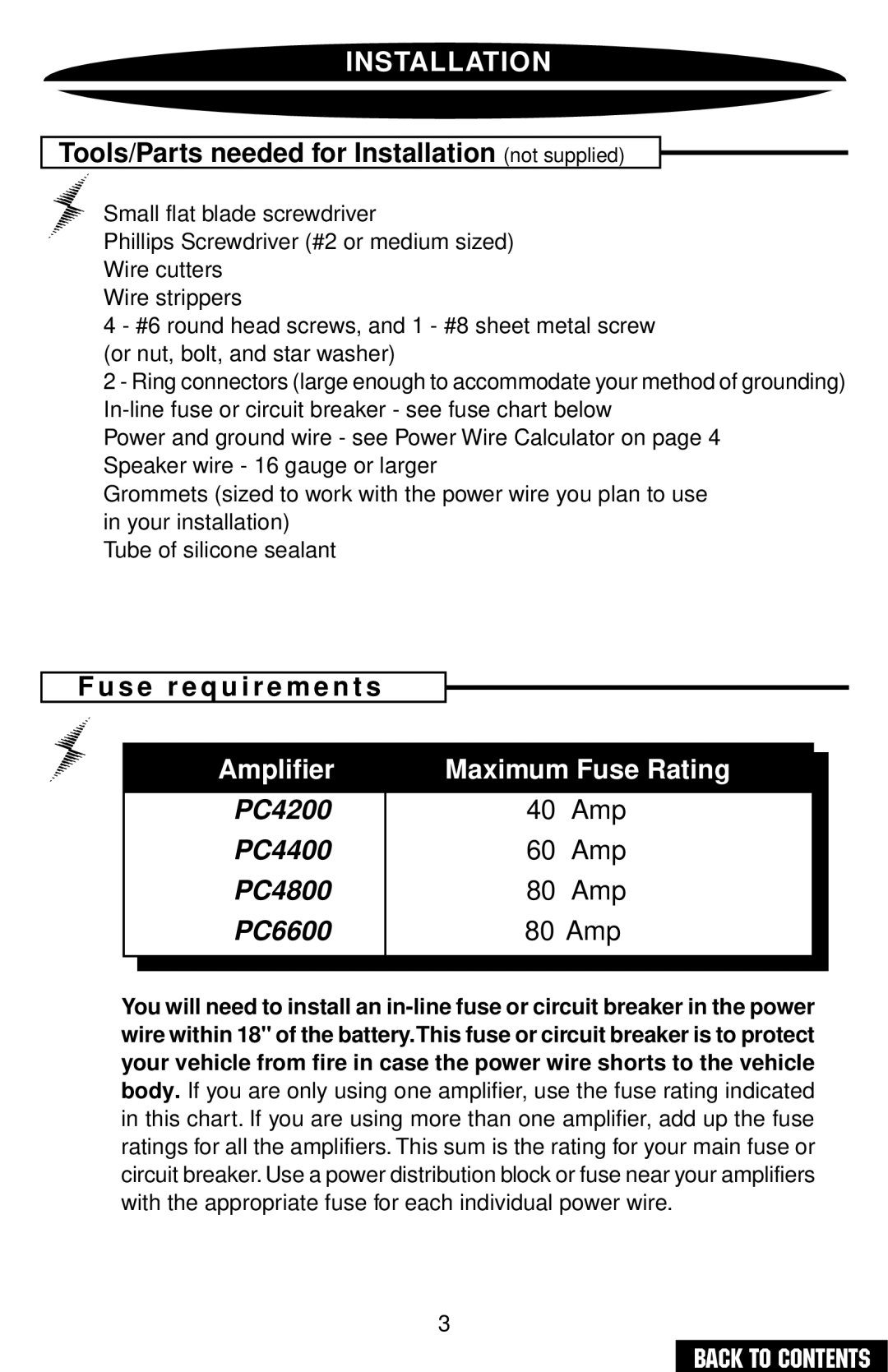 Precision Power PC4200 owner manual Tools/Parts needed for Installation not supplied, S e r e q u i r e m e n t s 