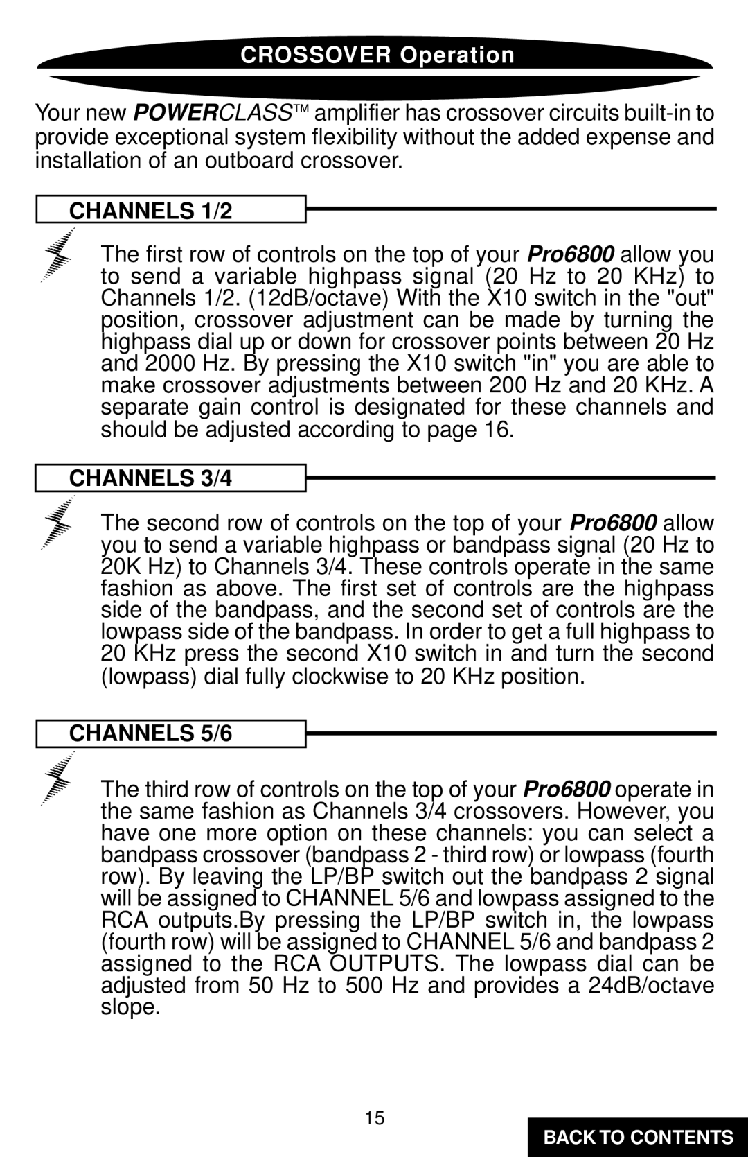 Precision Power PC6800 specifications Channels 1/2 