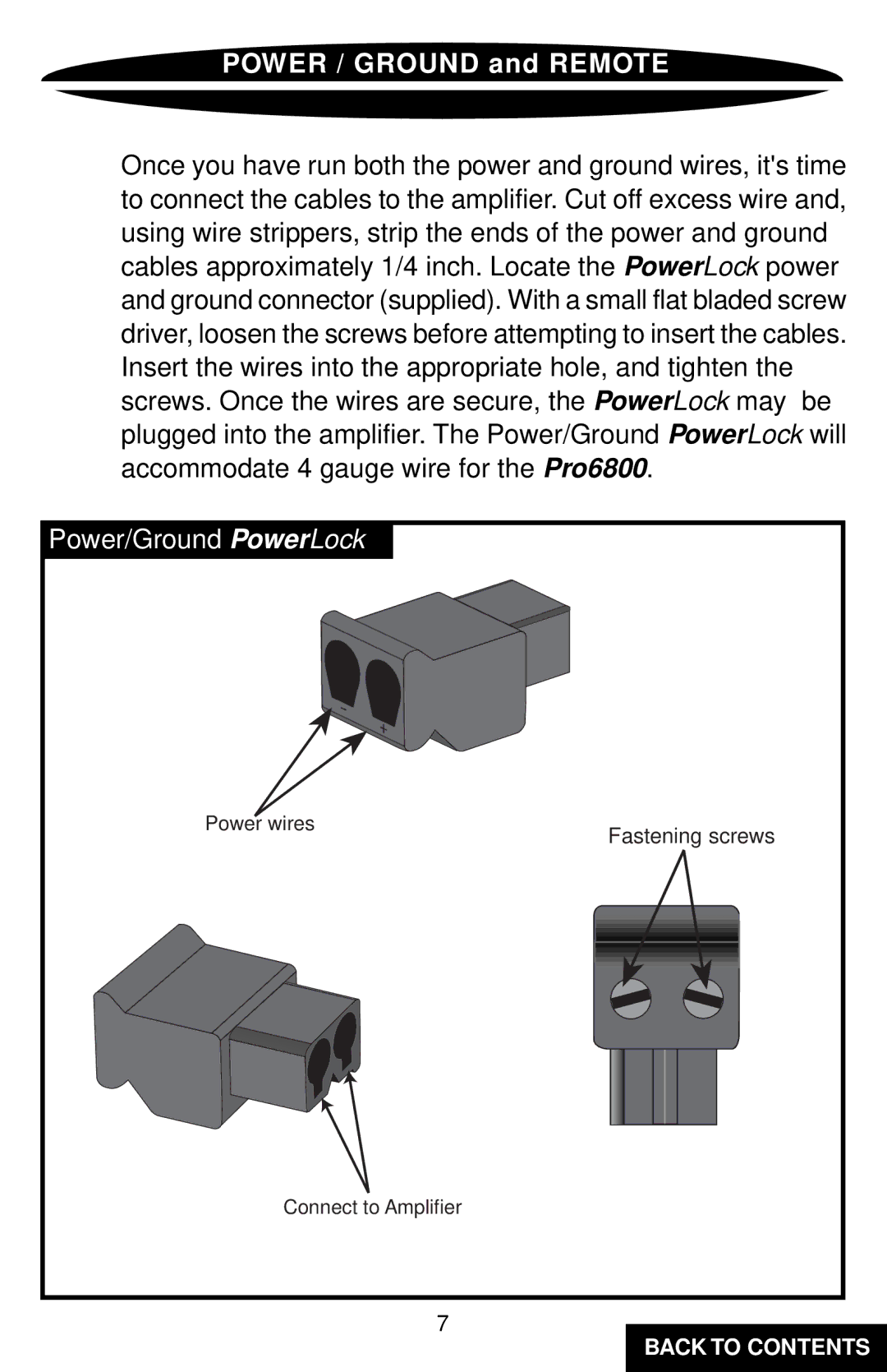 Precision Power PC6800 specifications Power / Ground and Remote 