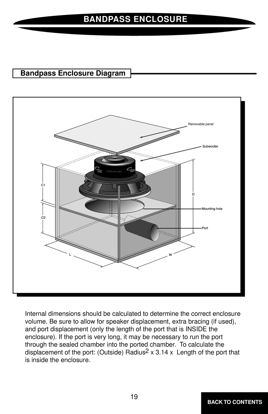 Precision Power PC8C2 owner manual Bandpass Enclosure Diagram 