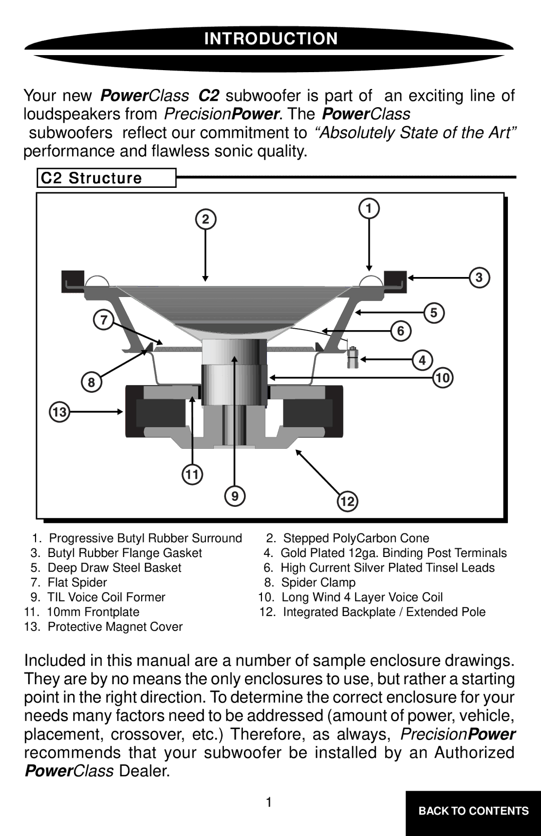 Precision Power PC8C2 owner manual Introduction, C2 Structure 