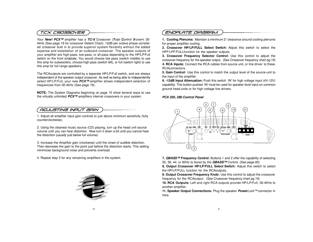 Precision Power PCX 280 manual PCX 250, 280 Control Panel 