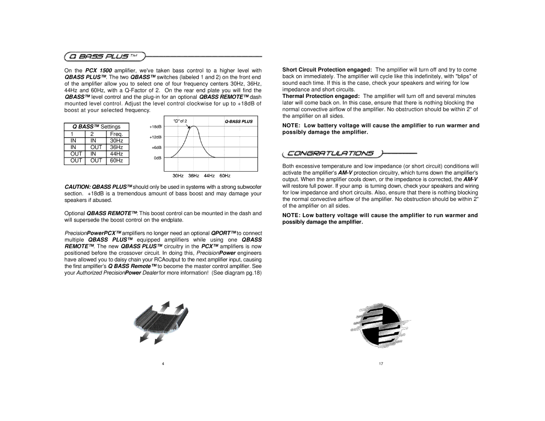 Precision Power PCX1250 manual Bass Settings 