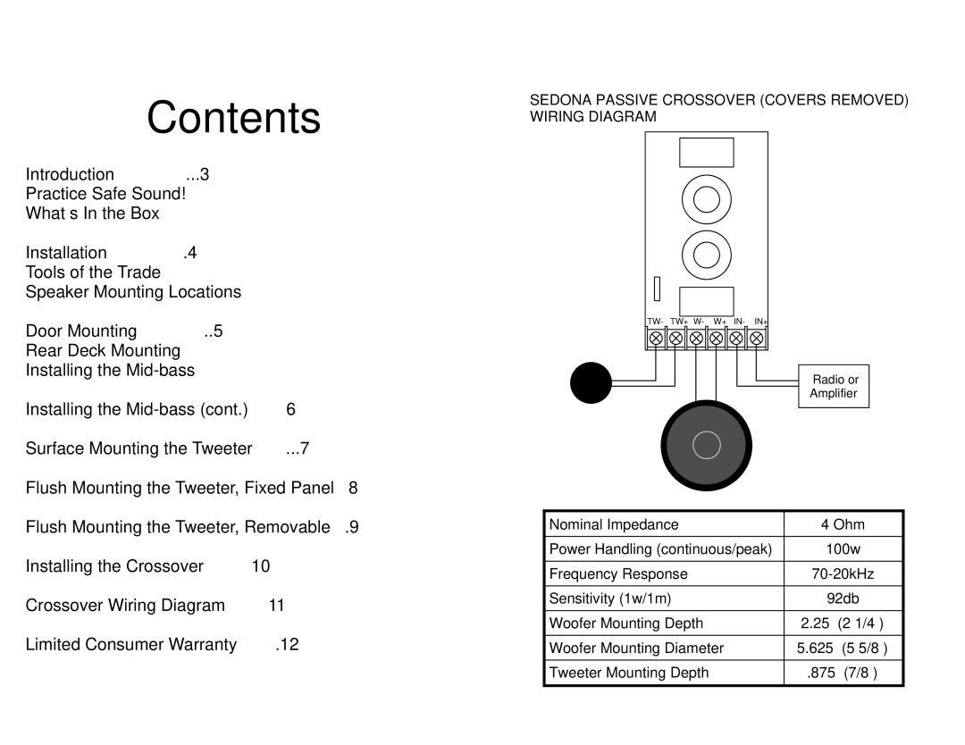 Precision Power S2.65C warranty Contents 