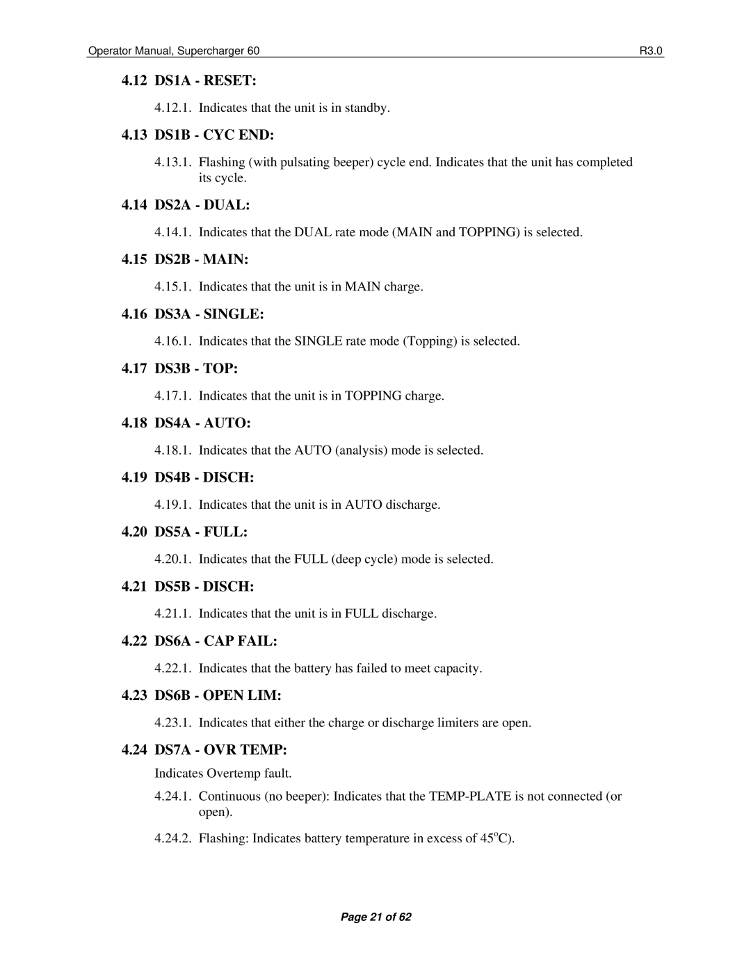 Precision Trading 60 R3.0 12 DS1A Reset, 13 DS1B CYC END, 14 DS2A Dual, 15 DS2B Main, 16 DS3A Single, 17 DS3B TOP 