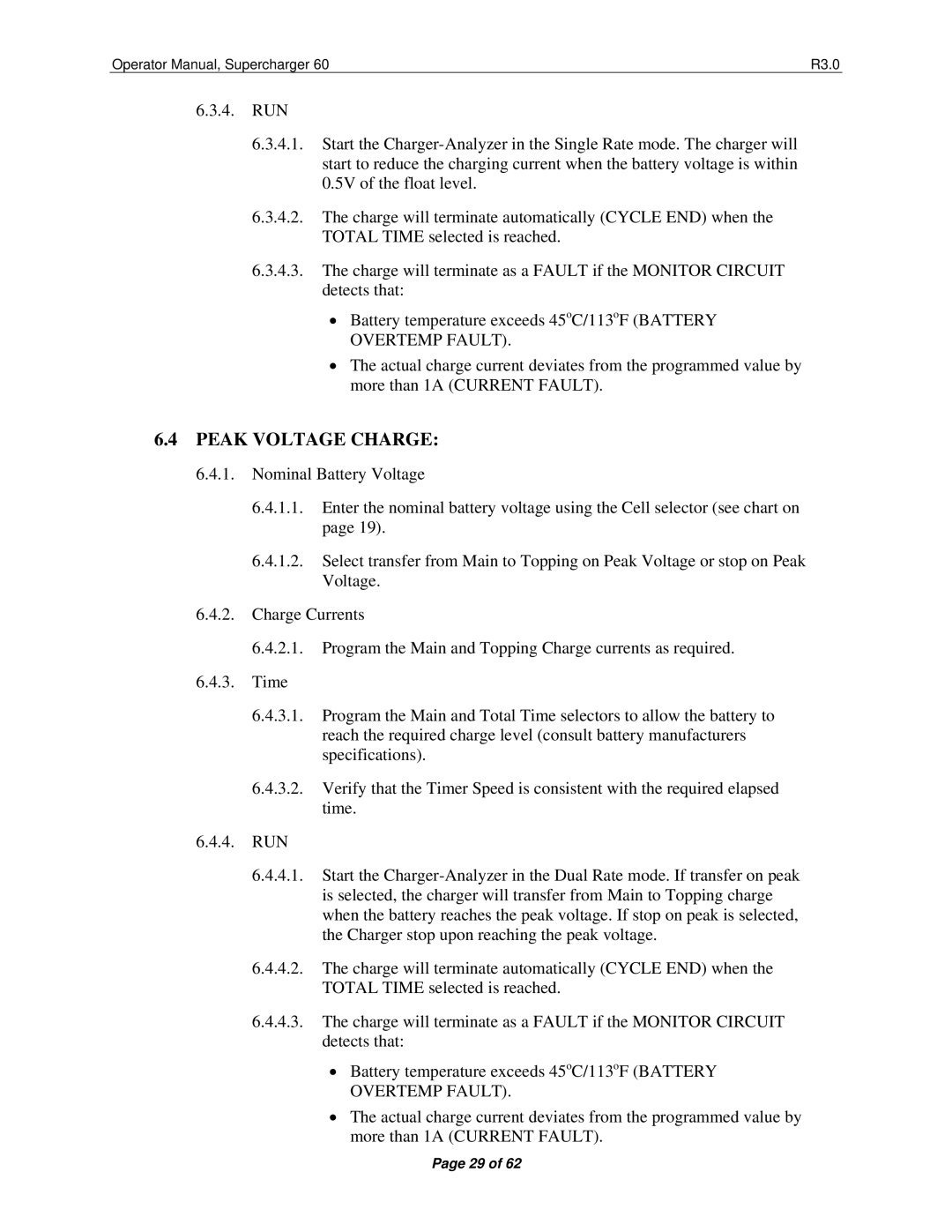 Precision Trading 60 R3.0 operating instructions Peak Voltage Charge 