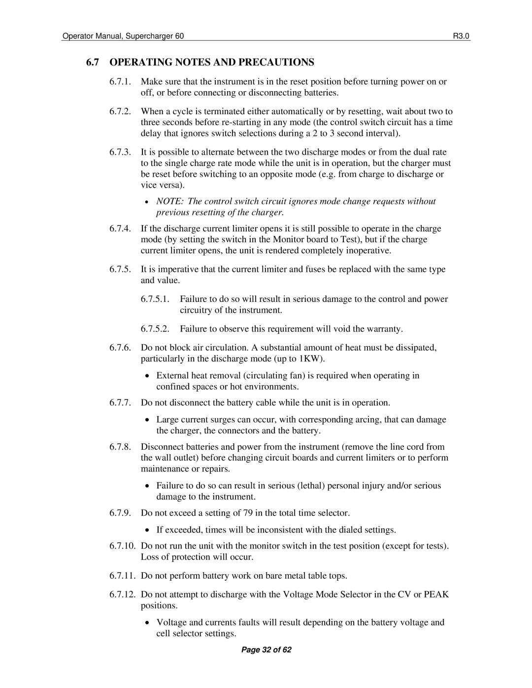 Precision Trading 60 R3.0 operating instructions Operating Notes and Precautions 