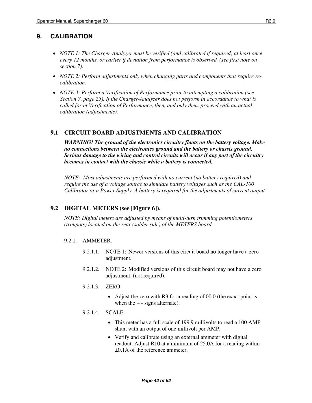 Precision Trading 60 R3.0 operating instructions Circuit Board Adjustments and Calibration, Digital Meters see Figure 