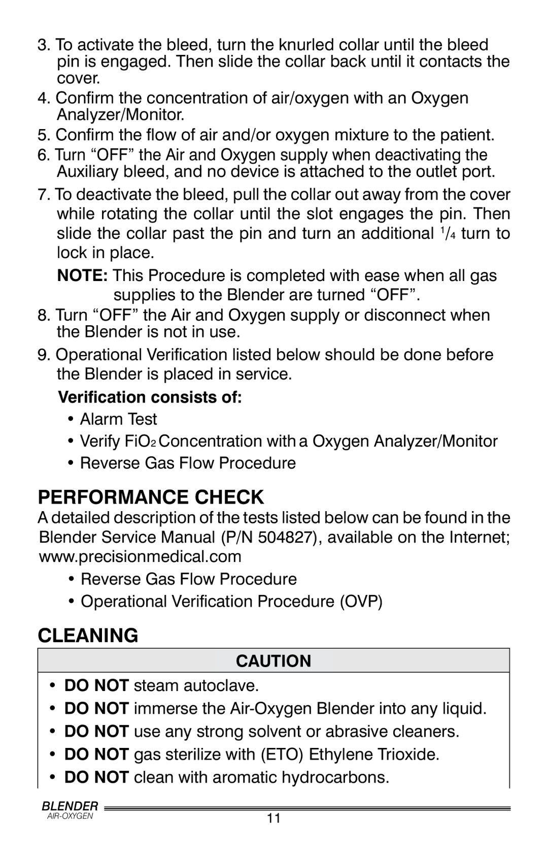 Precision Trading PM5300, PM5200 user manual Performance Check, Cleaning, Verification consists 