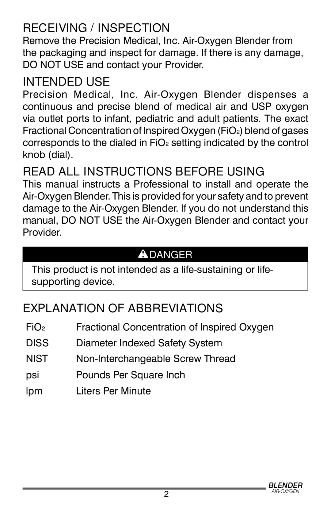 Precision Trading PM5200, PM5300 user manual Receiving / Inspection, Intended Use, Read ALL Instructions Before Using 