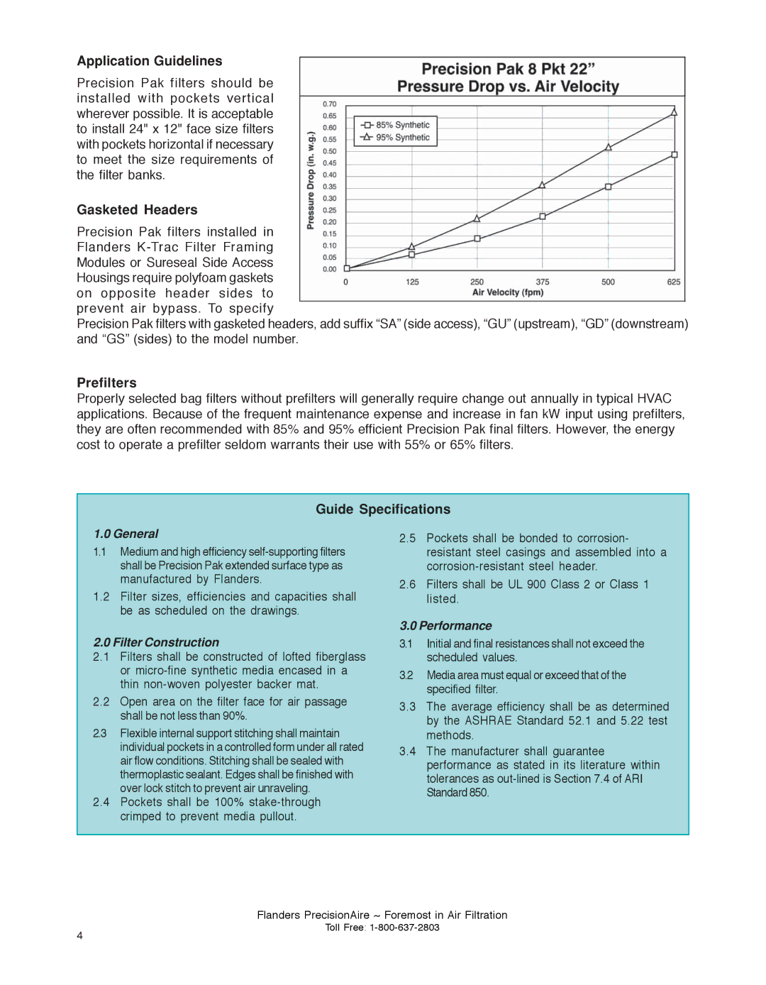 Precisionaire FB1100-0606 manual Application Guidelines 