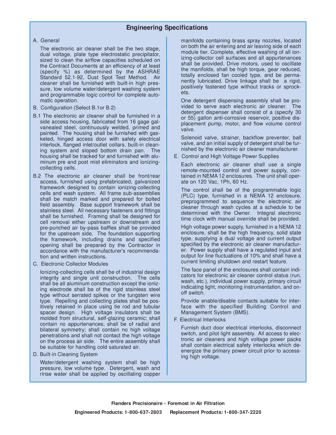 Precisionaire PB1900-0604 manual Engineering Specifications, General 