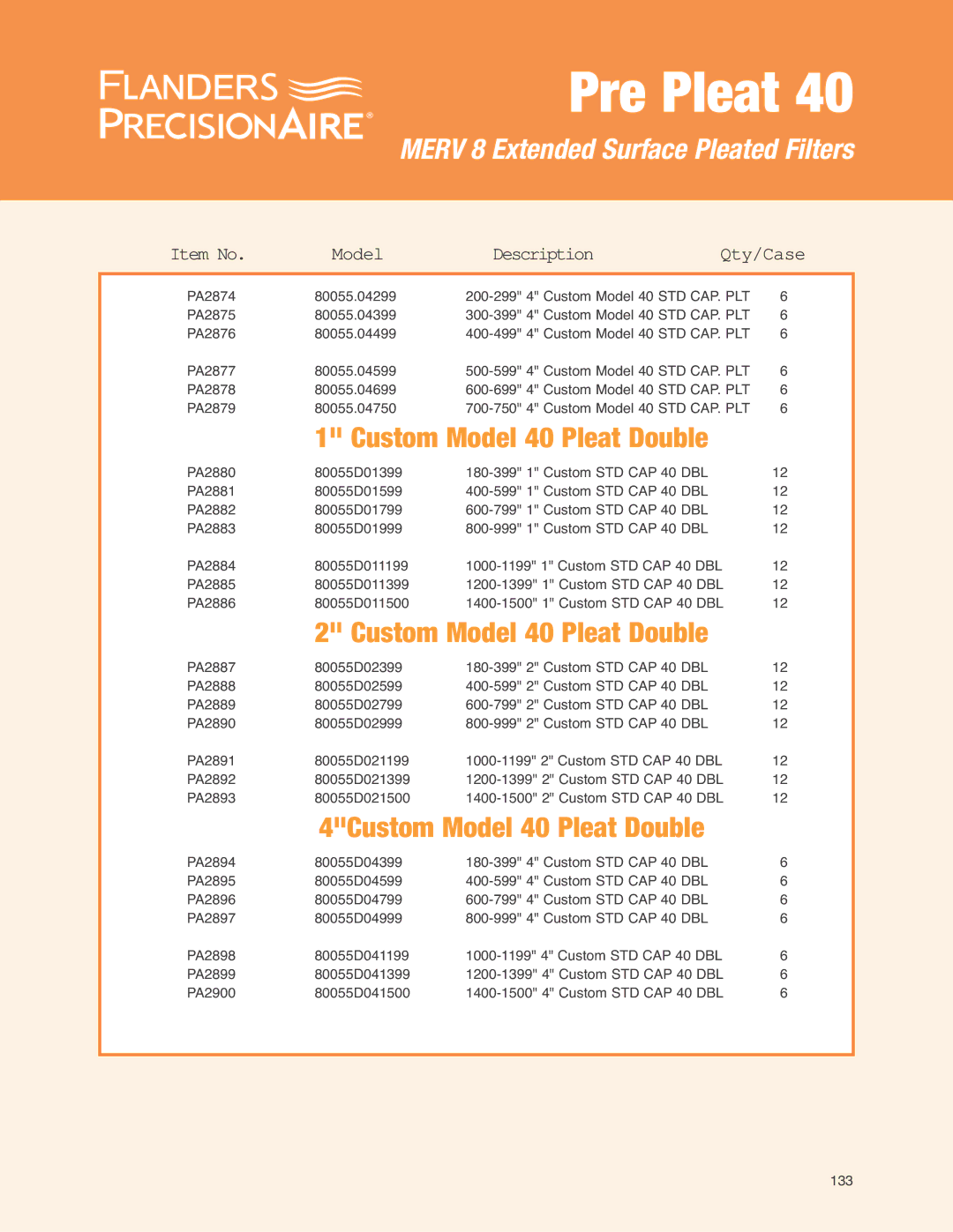 Precisionaire Pre Pleat 40 manual Custom Model 40 Pleat Double 