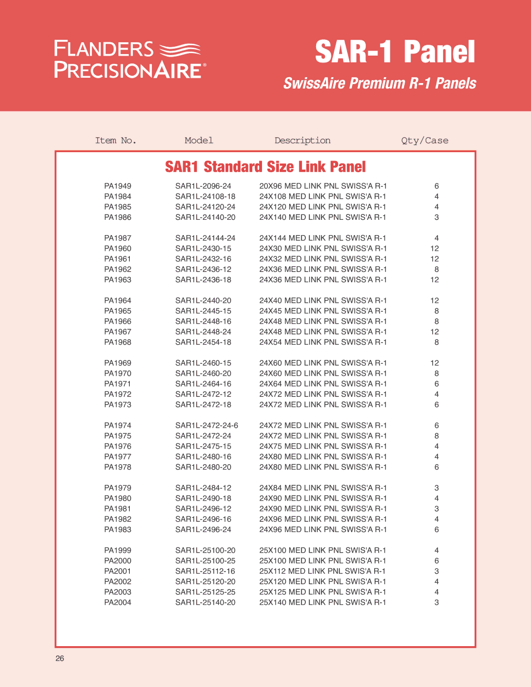 Precisionaire SAR-1 Media manual 20X96 MED Link PNL Swissa R-1 