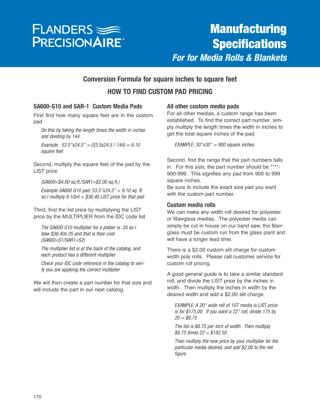 Precisionaire SAR1P20-2424, ST55R-2020 specifications HOW to Find Custom PAD Pricing 