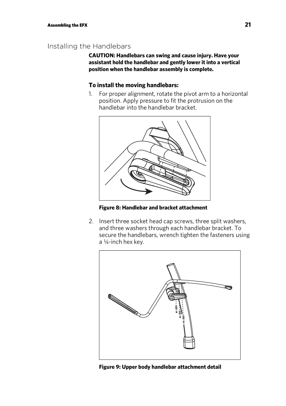 Precor 300753-201 manual Installing the Handlebars, To install the moving handlebars 