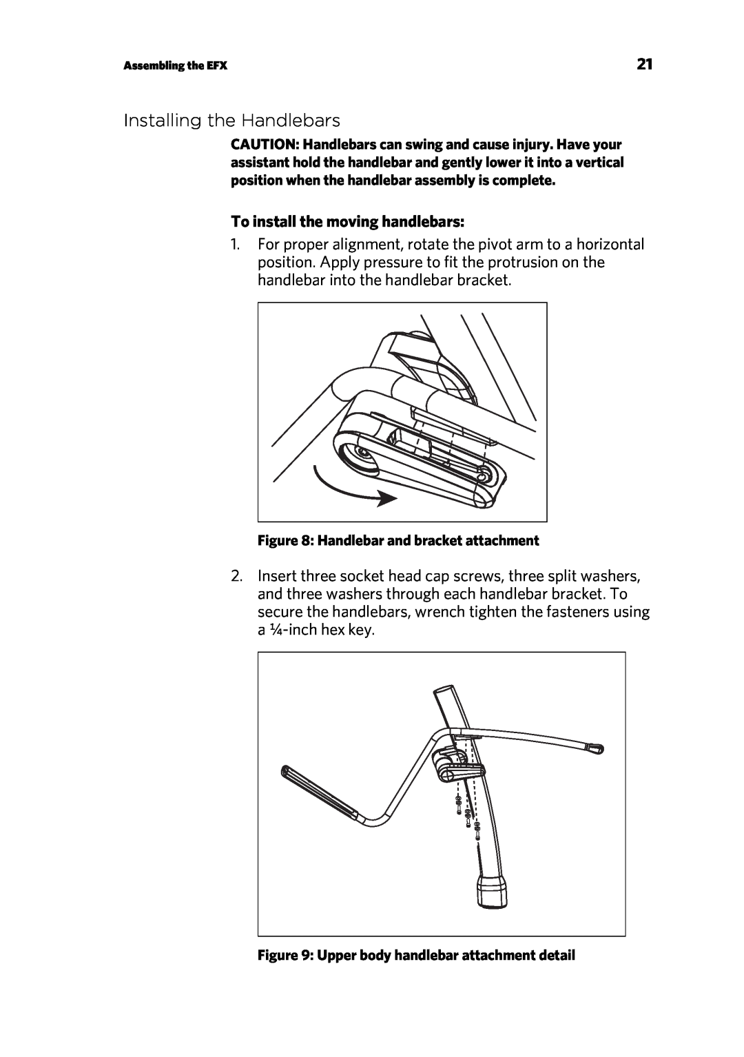 Precor 300753-201 manual Installing the Handlebars, To install the moving handlebars 