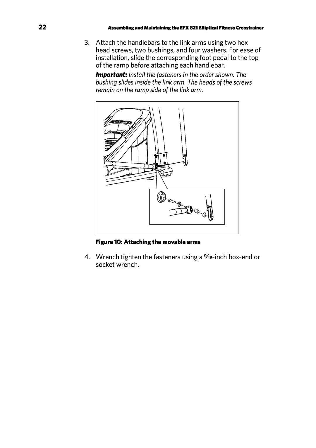 Precor 300753-201 manual Attaching the movable arms 