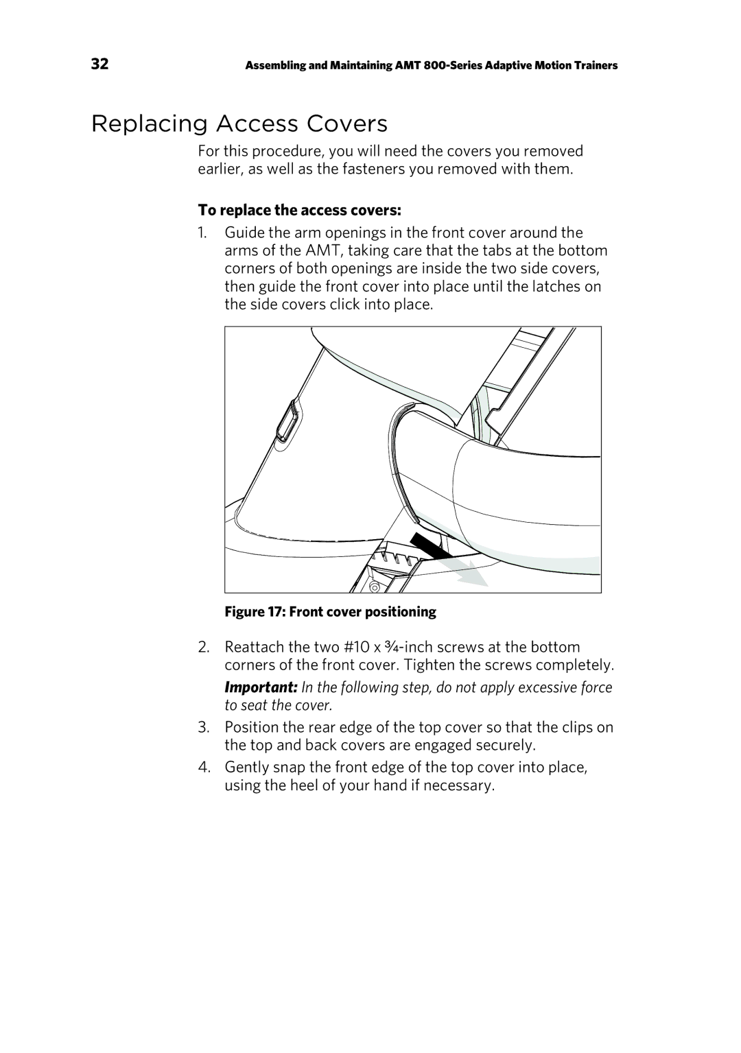 Precor 303135-111 manual Replacing Access Covers, To replace the access covers 