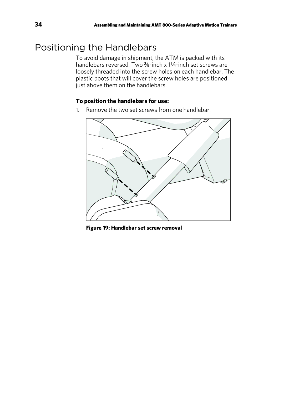 Precor 303135-111 manual Positioning the Handlebars, To position the handlebars for use 