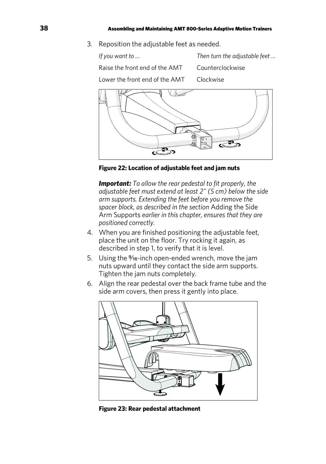 Precor 303135-111 manual Reposition the adjustable feet as needed 