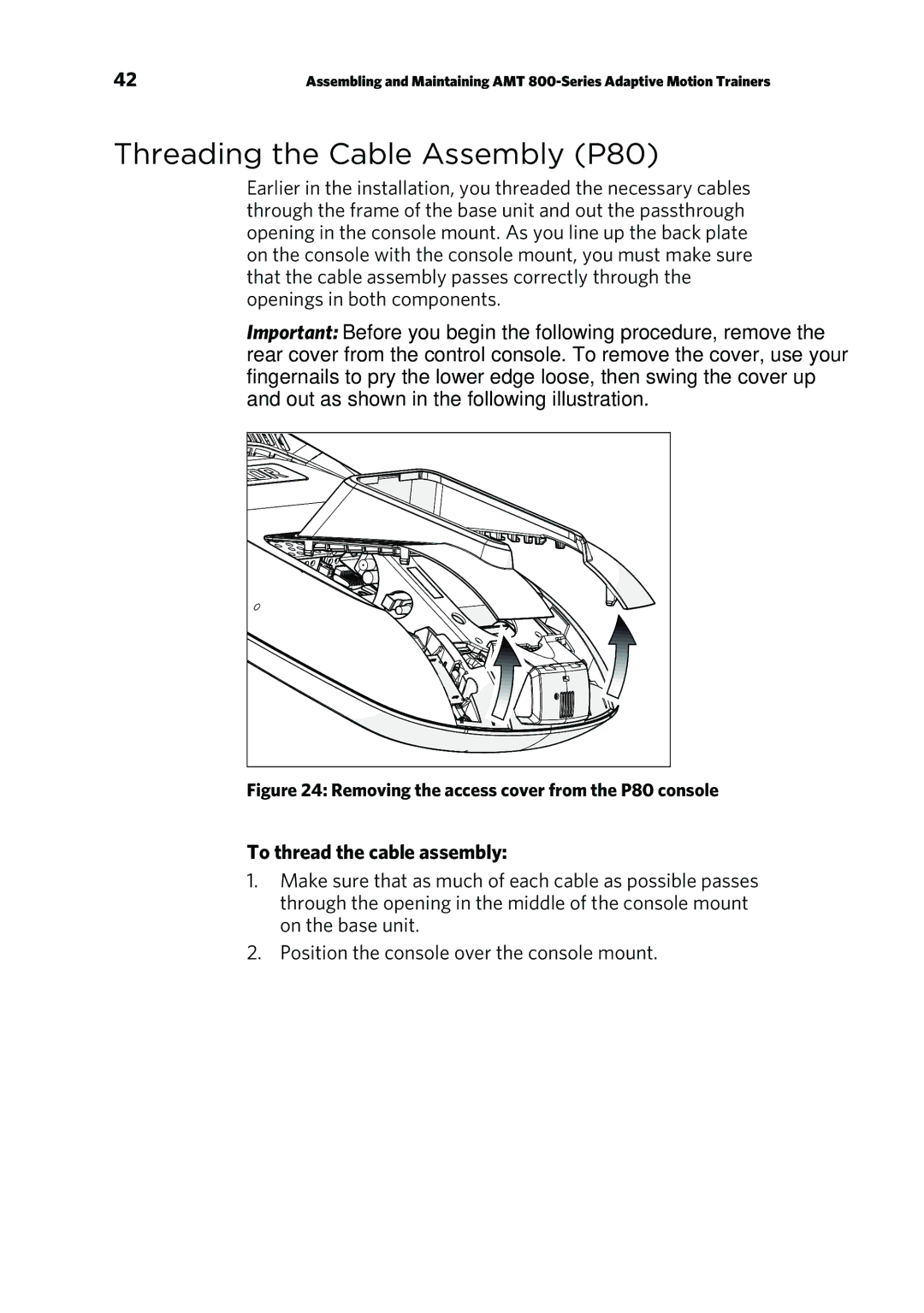 Precor 303135-111 manual Threading the Cable Assembly P80, To thread the cable assembly 