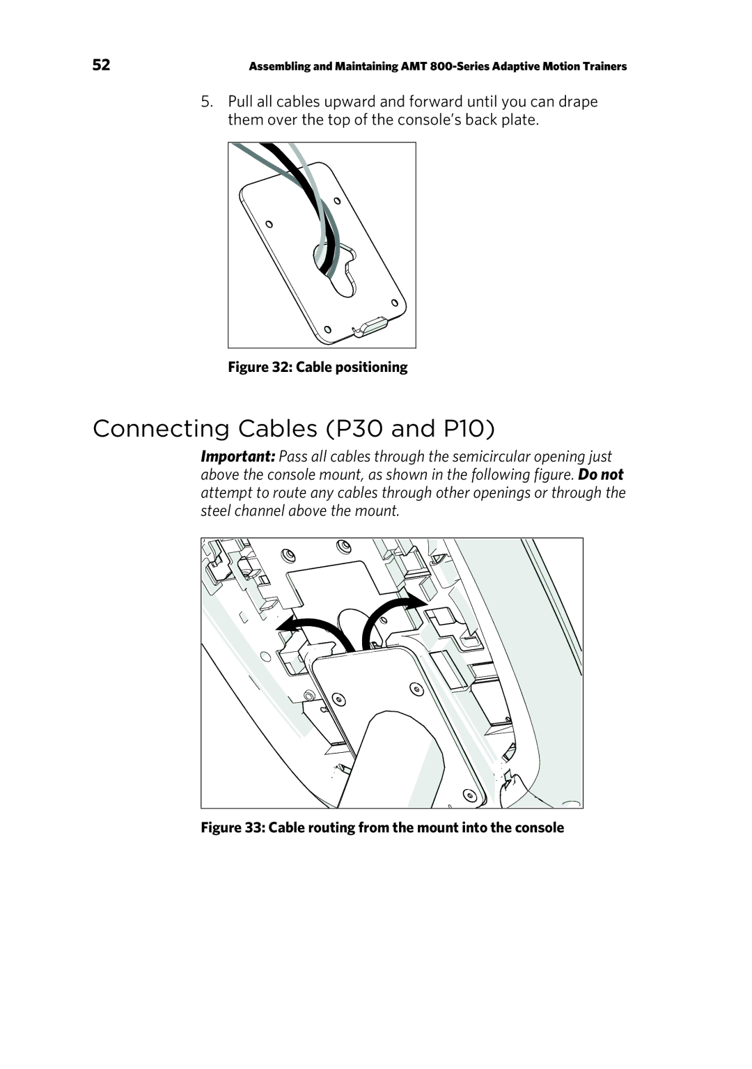 Precor 303135-111 manual Connecting Cables P30 and P10, Cable positioning 